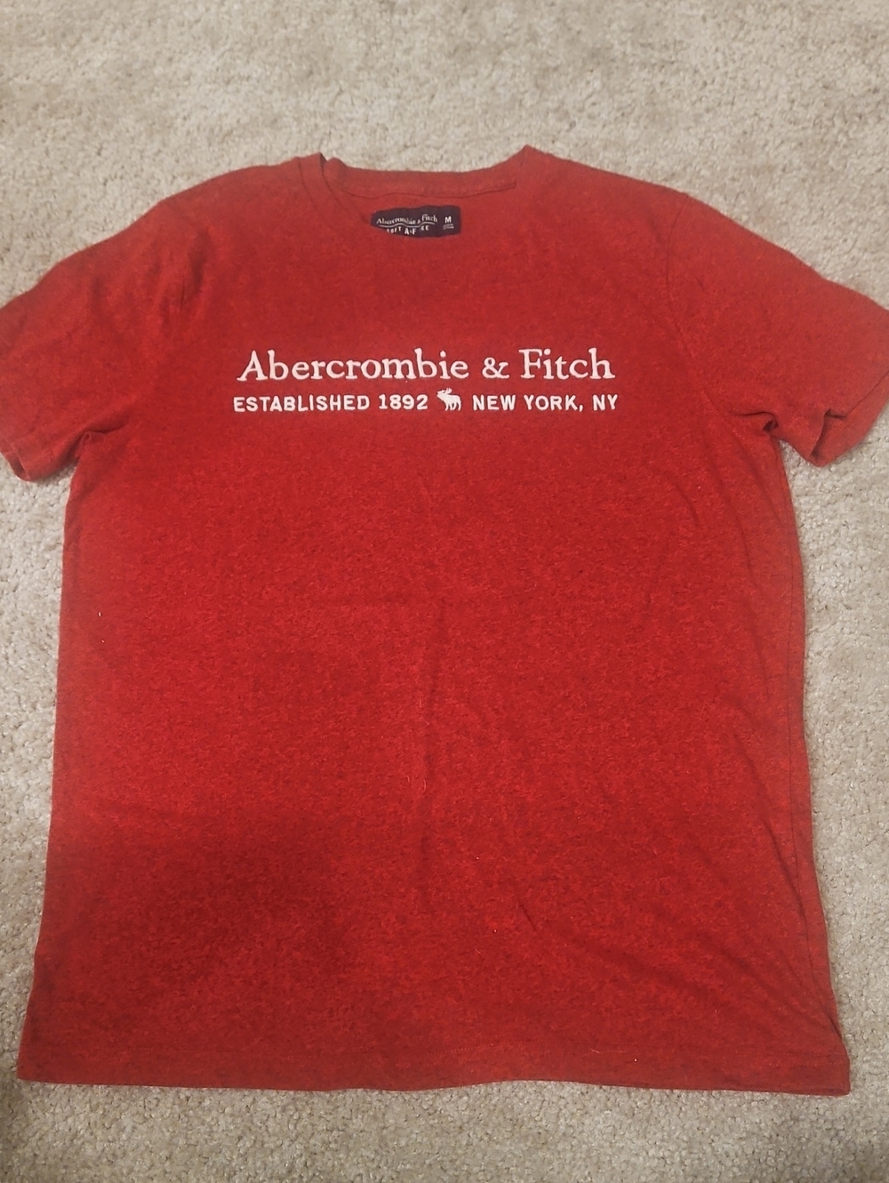 Abercrombie & Fitch Red Short-Sleeve Logo Tee